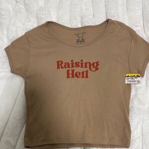 Tan 'Raising Hell' Women's Top